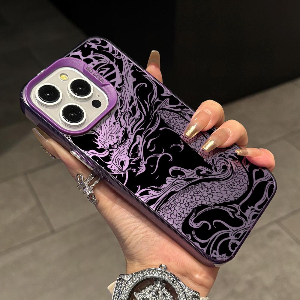 

Cool Black Dragon Phone Case for iPhone 17 Air 16 16e 15 14 Plus 13 12 11 Pro Max X Xs XR 8 Colorful Silver Hard Cover iPhone 13 Pro