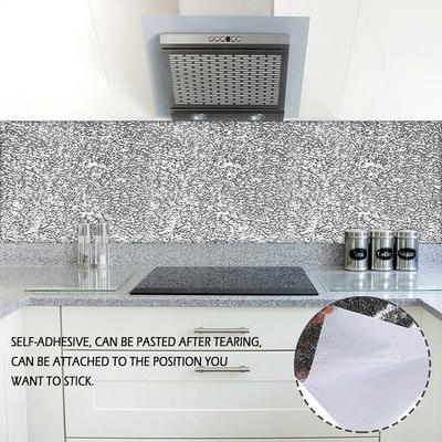 Kitchen Wallpaper Stickers Self Adhesive Aluminum Foil Oil Proof Waterproof Stickers for Countertop Drawer Cabinets Shelf Line