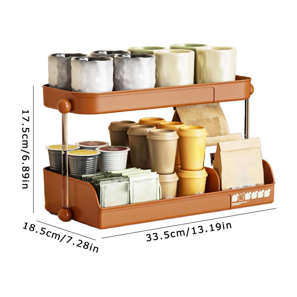 

Полка для кофейных кружек 2-ярусная подставка для кружек держатель для чайных чашек подставка для кофейных чашек органайзер для кухни офиса дома кофейного бара для столешницы света кофе