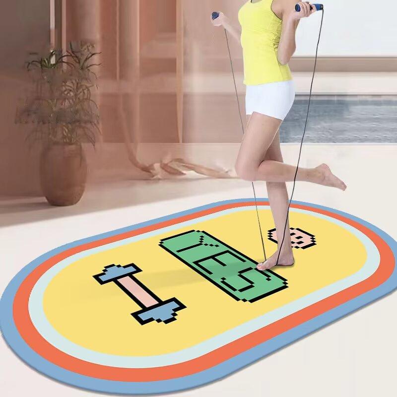 Colorful Soft Skip Rope Mat Large Non-slip Indoor Room Fitness Sports Shock Absorption Skip Rope Mat Yoga Carpet Tatami Area Rug