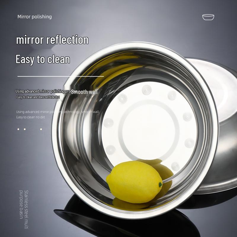 Stainless Steel Large Multi-Purpose Basin for Vegetables, Noodles, Baby Bath, Laundry, and More