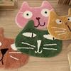 Cute Cat Head Shape Fluffy Door Mat Soft Bathroom Absorb Water Floor Rug Home Entryway Decor Mat Non-Slip Pet Mat Accessory gift