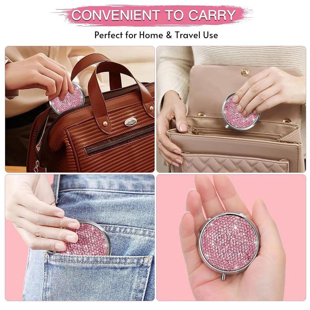 Bling Pill Tablet Container Sparkling Rhinestone Pill Storage Box Elegant Pill Case Container Home