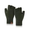 Half-finger Gloves Men's Winter Outdoor Knitted Gloves Warm and Cold-proof Velvet Student Writing Bare-finger Gloves