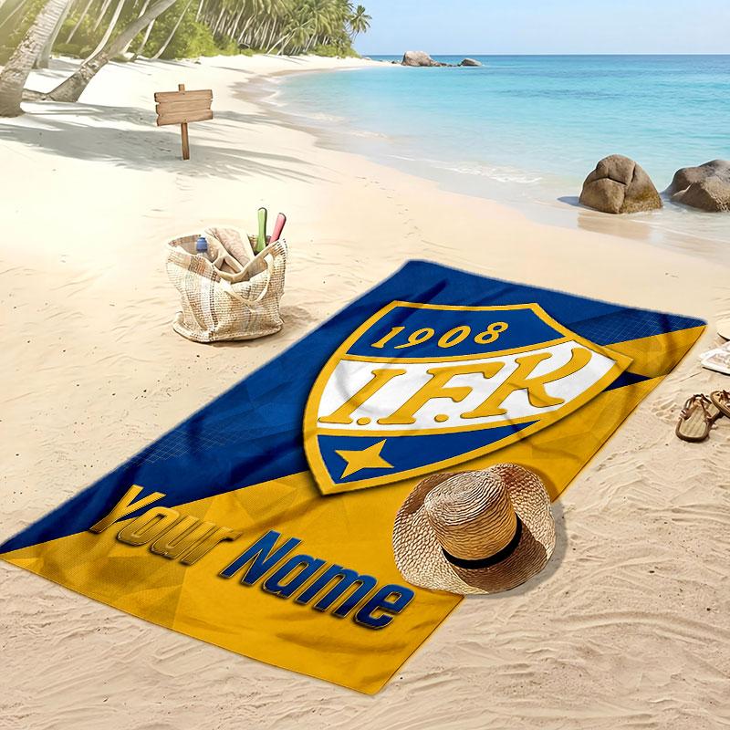 Ifk göteborg Personalisiertes Bedrucktes Strandtuch Fußballlogo Unterstützung Benutzerdefinierter Name Text Saugfähiges Handtuch für Sport Reisen Besonderes Geschenk