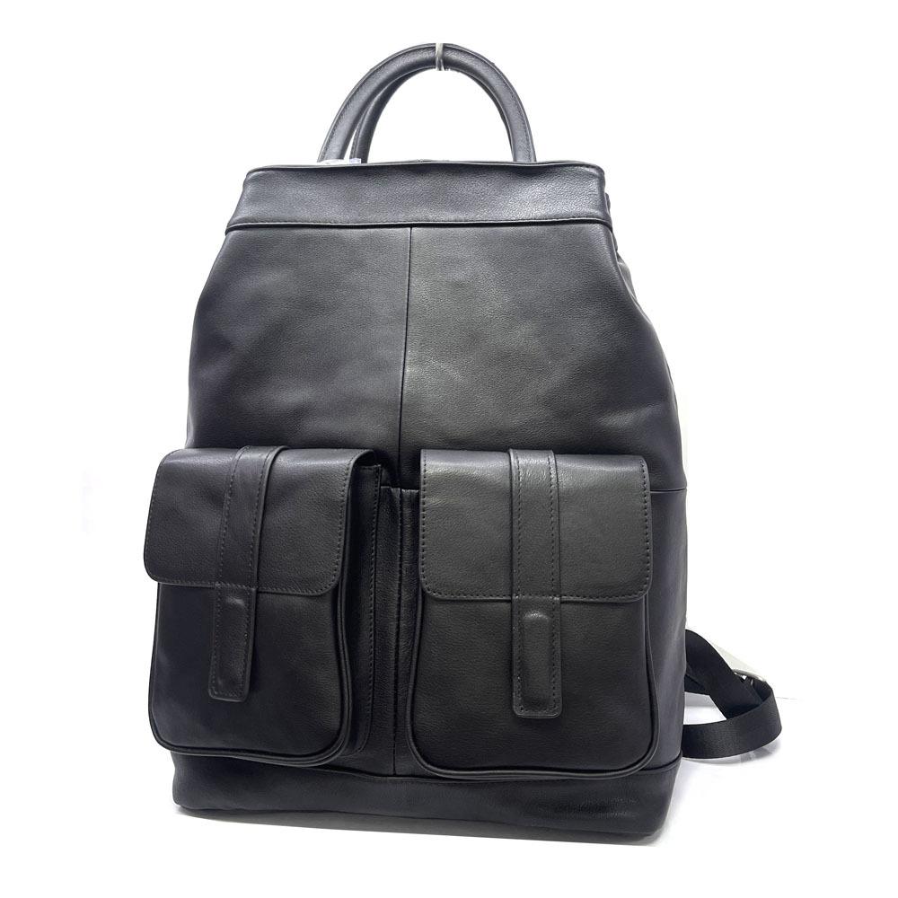 Black Large Backpack Simple Casual Men'S First Layer Cowhide Backpack Business Travel Computer Backpack