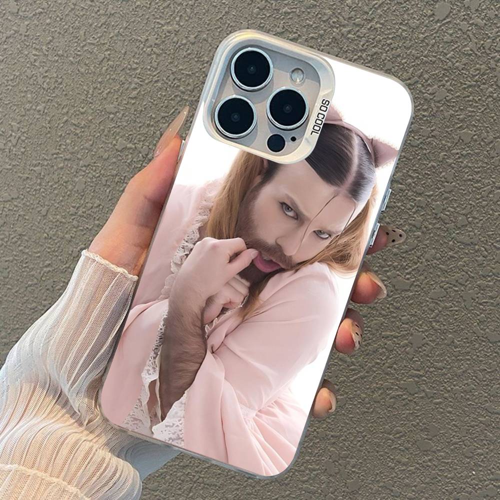 Spoof Bearded Man Loli Outfit Phone Case For iPhone 17 16 15 14 13 12 11 XS XR X Pro Max Plus Colored Silver Plated Cover