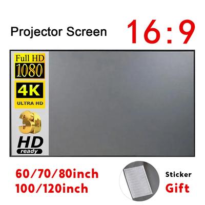 60-150 Zoll Tragbare Faltbare Projektorleinwand 16:9 Einfacher Projektorvorhang Hochdichte Weiche Projektionsleinwand für Heimkino