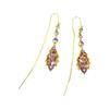 Purple Qi Rhinestone Maple Leaf Long Tassel Versatile Earrings