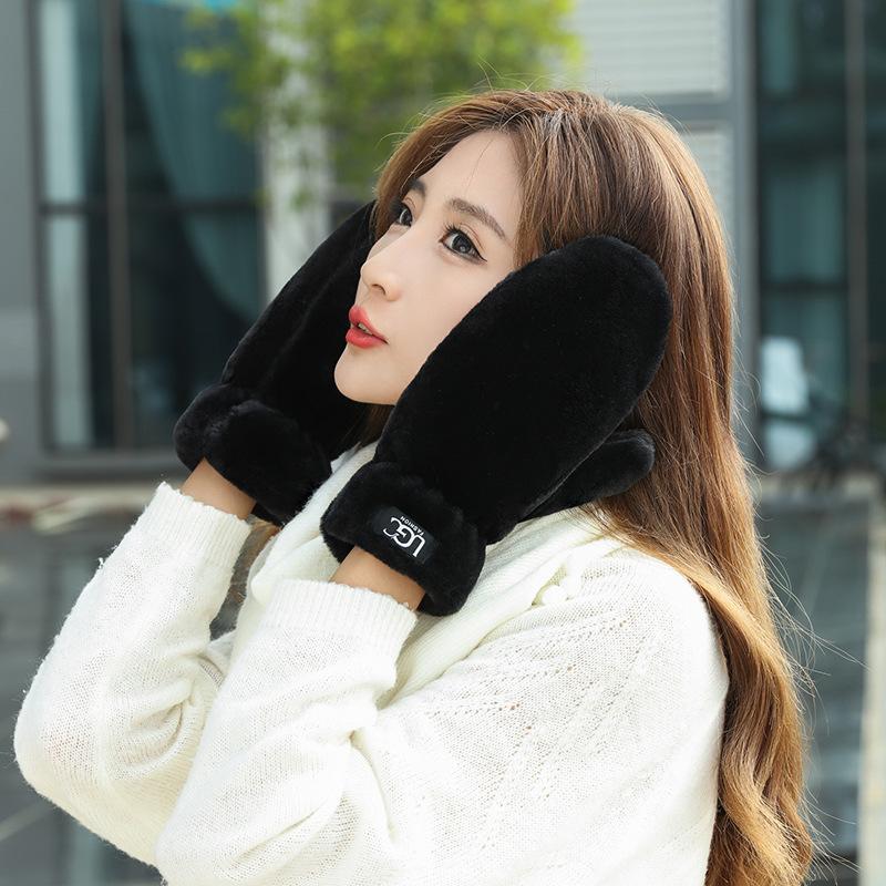Gloves For Women With Winter Plus Velvet Thickened Warm Windproof New Anti-Freeze And Cold-Proof Plush Cute Gloves
