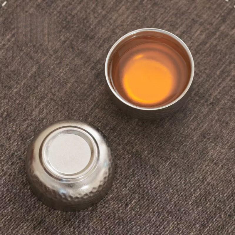 Pure Titanium Hand Hammered Teacup Meditation Tea Ceremony Home Use Gift Cup