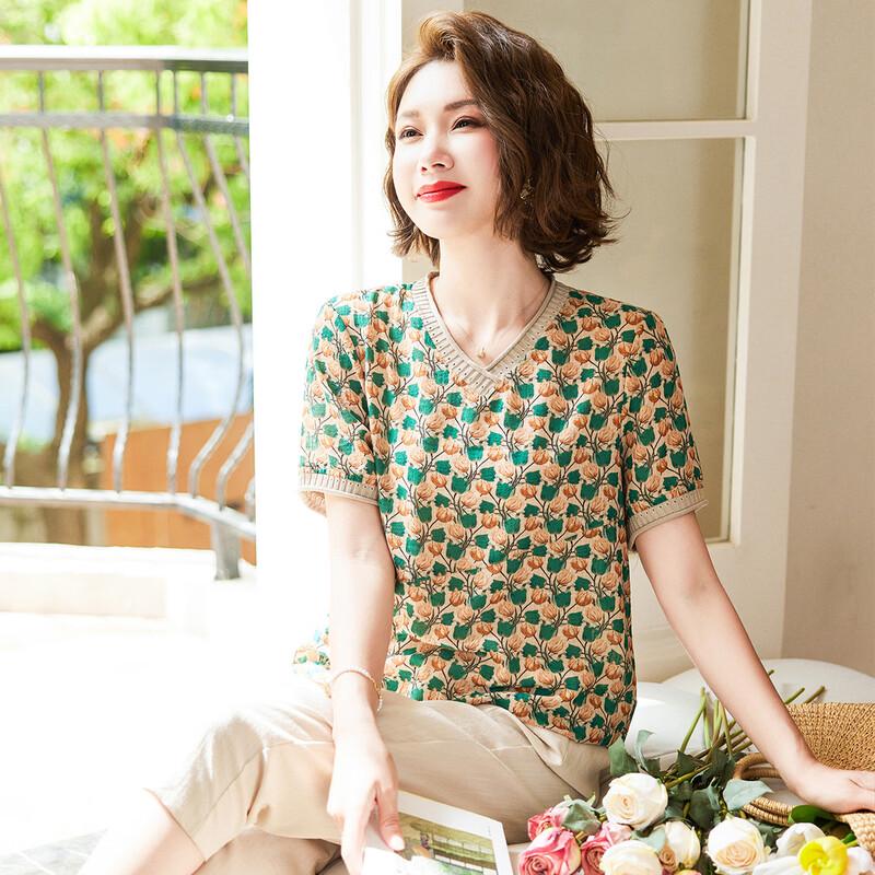 

Jianhu Women s Summer V-Neck Short Sleeve T-shirt XL