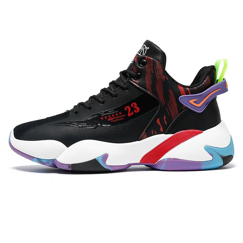 Manufacturer men's shoes 2025 spring new high-top lace-up thick-soled trend men's sports shoes non-slip and wear-resistant