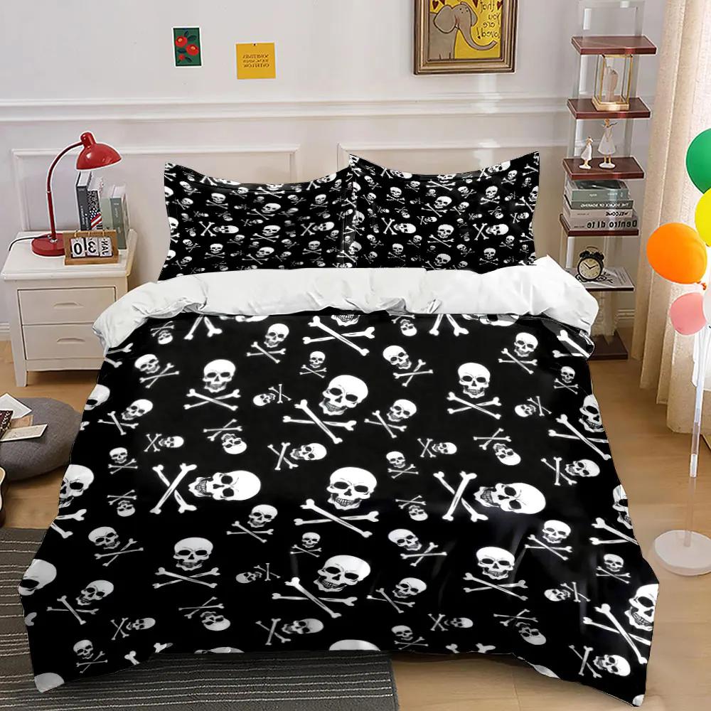 "Skull Pattern Decor Three-Piece Set" Soft Comfortable Duvet Cover Bedding Set Included 1*Duvet Cover & 2*Pillowcases gift