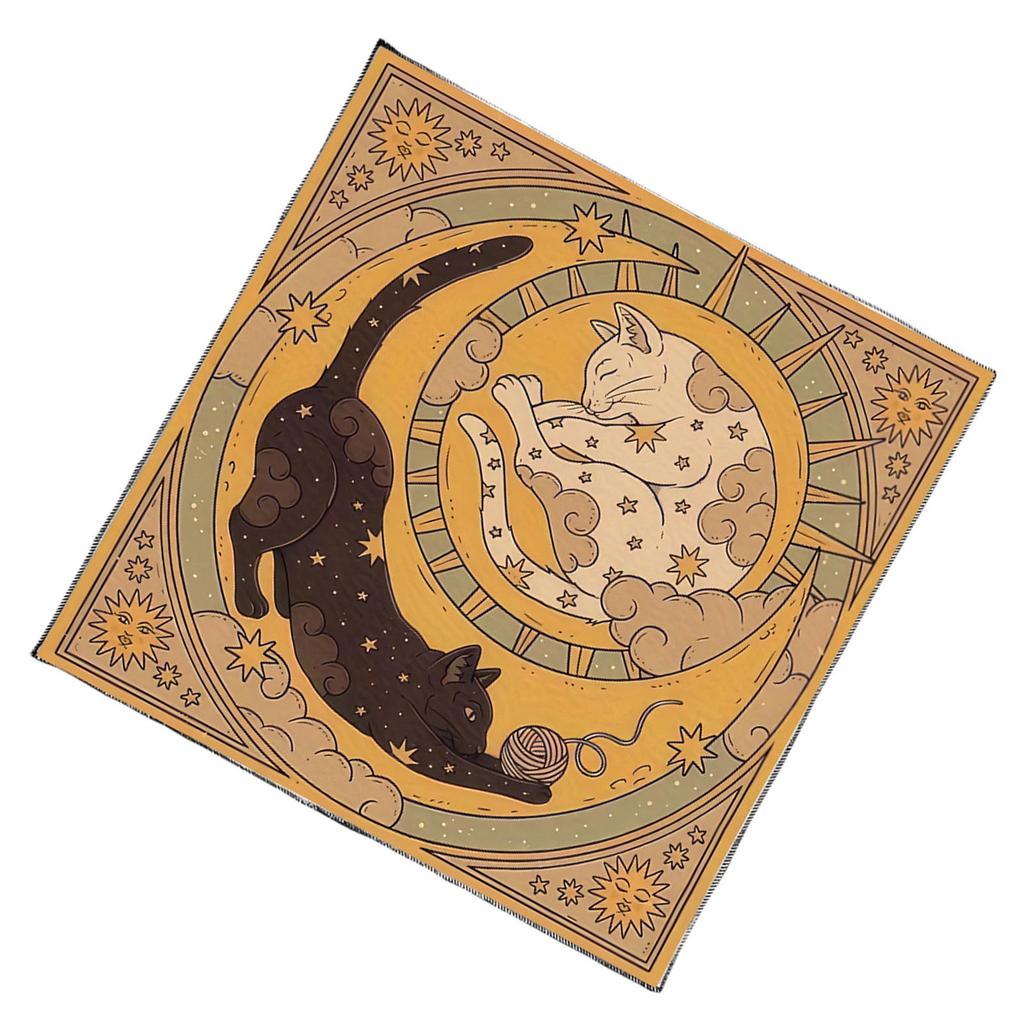 Tarots Tablecloth Altars Cloth Moon Cat Pattern Astrology Tablecloth Divinations Card Cloth Tapestry Wall Decoration
