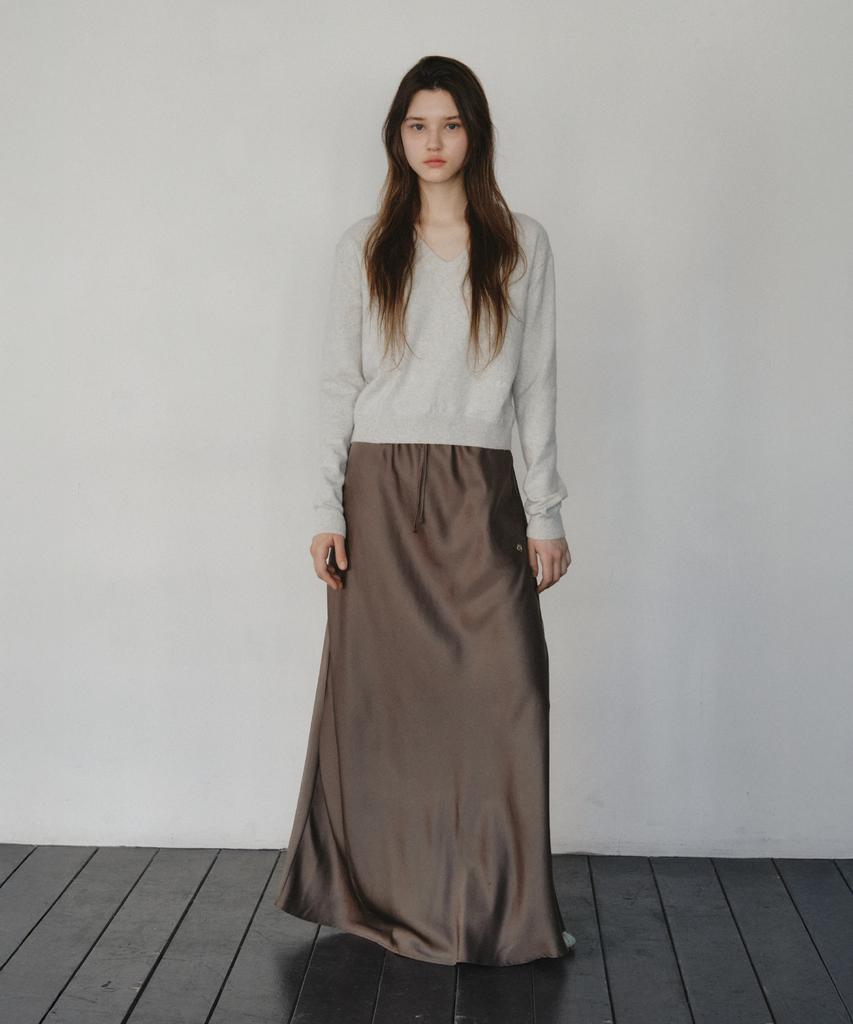 CITTA Relaxed Satin Maxi Skirt_Cts624(Brown)