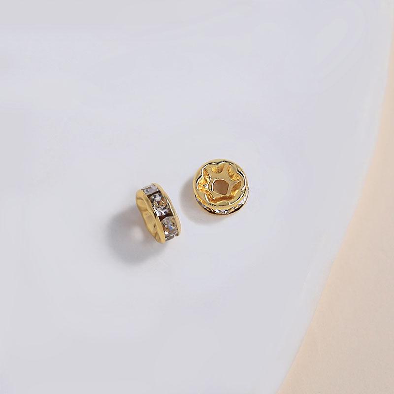 18K Gold-Filled Wavy Rhinestone Spacer Beads for DIY Bracelets