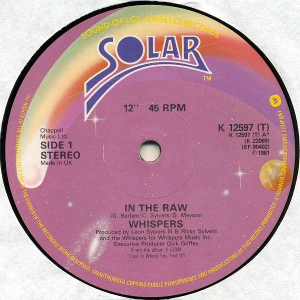 

12inch Record WHISPERS - In The Raw K12597T Solar 1982 UK Soul/Funk Used
