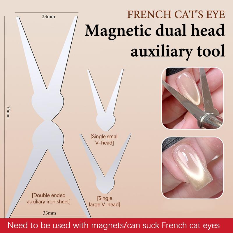 Professional Dual Ended French Cat Eye Magnet Nail Art Tool For Diy Gel Polish To Create V Shape Crescent Line Manicure