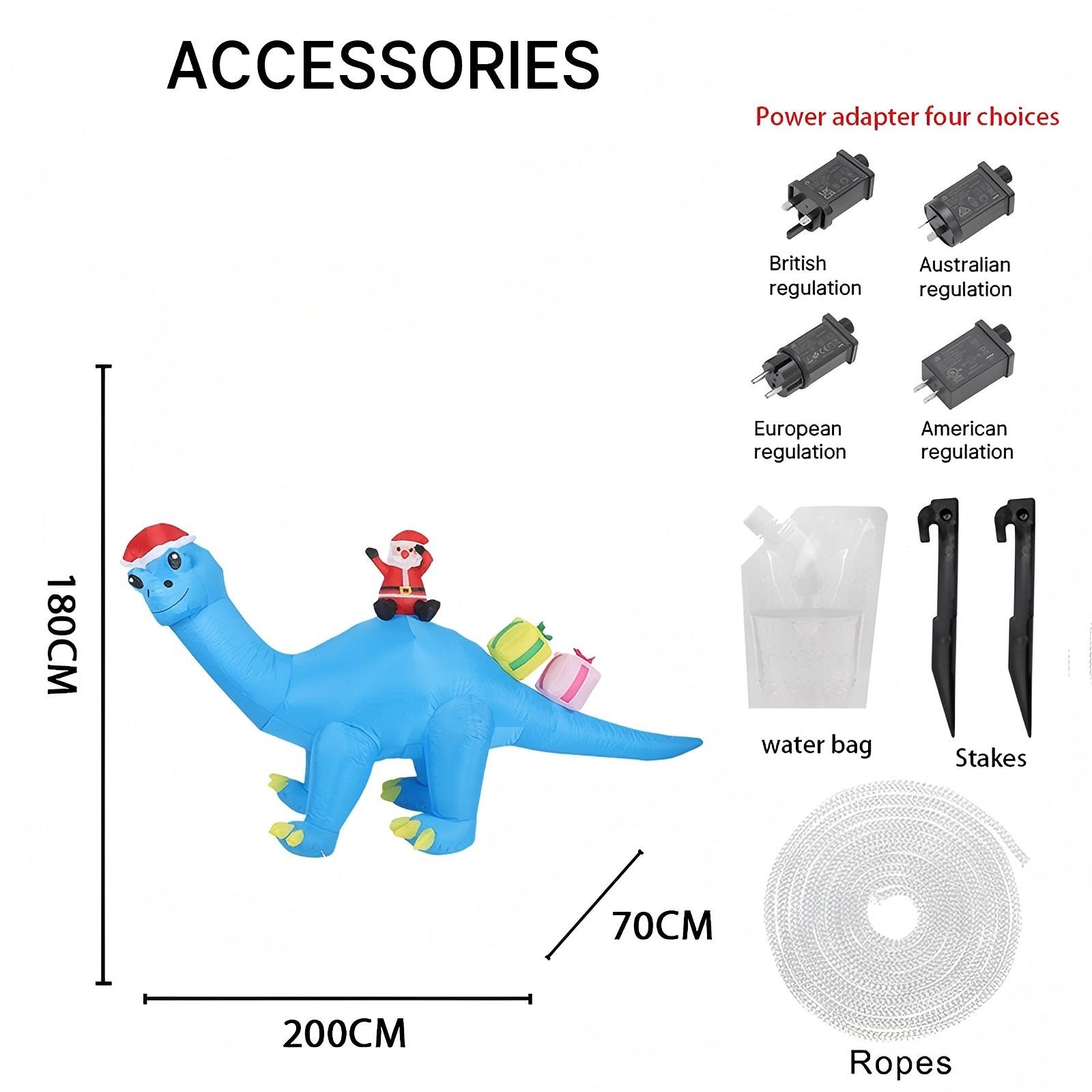 

6.56FT Inflatable Toy Blue Dinosaur Santa With LED Light Xmas Yard Lawn Party Decoration Christmas Home Supplies Ornaments Gifts RU