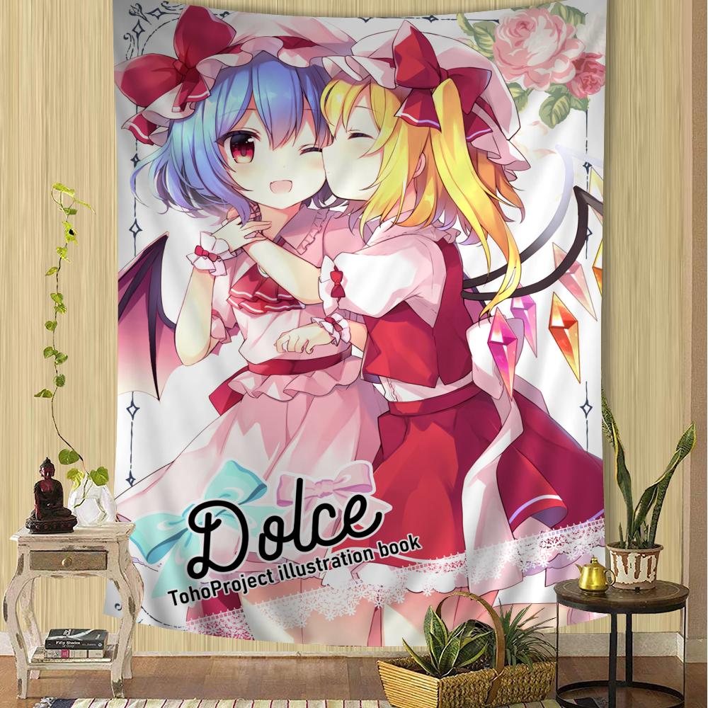 Touhou Project Flandre Scarlet Wandteppich Anime Wandteppich Tarot Hippie Wandteppiche Schlafsaal Wandbehang Laken DIY Wand für Schlafzimmer