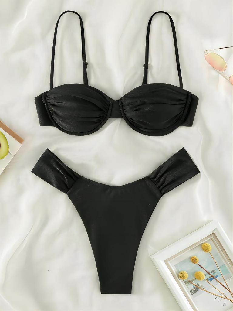 Neuer Bikini sexy einfarbiger Badeanzug Damen geteilter Badeanzug Damen Bikini