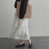 Women's High Waist White Lace Patchwork Ramie A-line Midi Skirt - Spring/Summer 2025