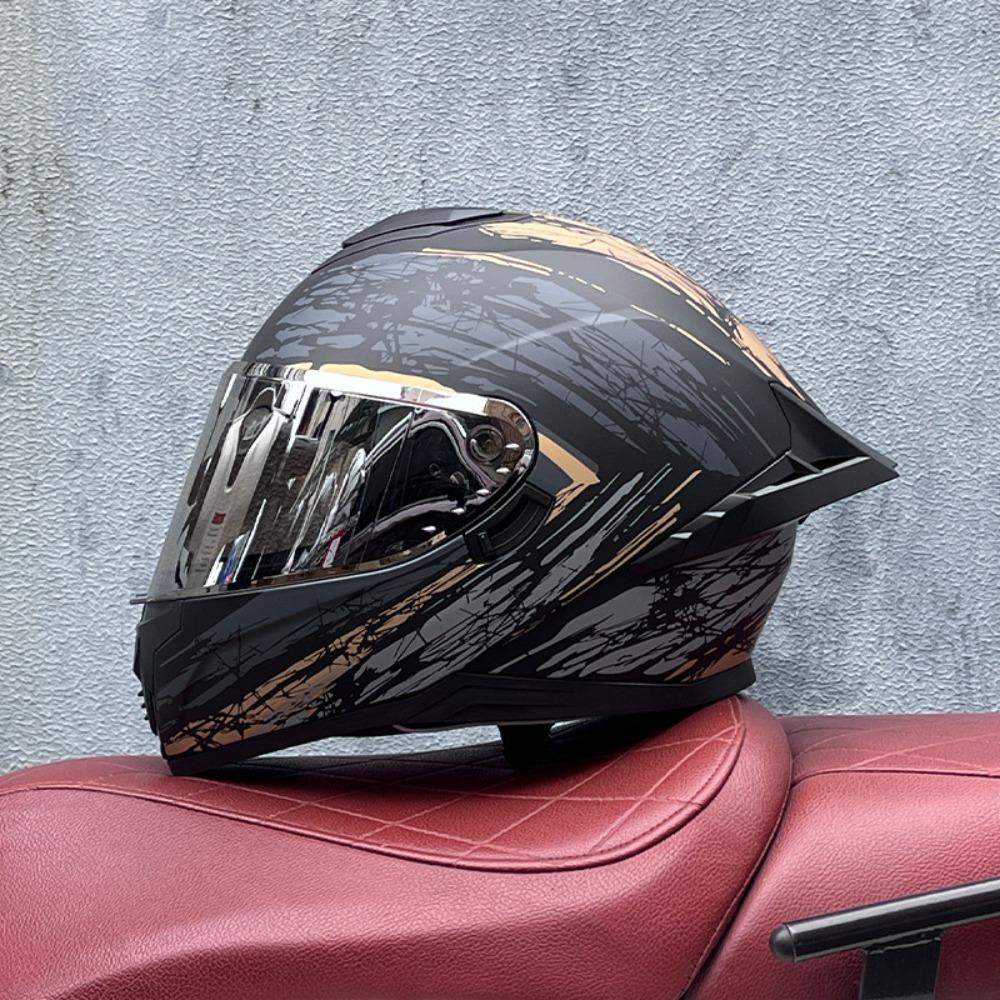 DOT Full Helmet Double Mirror Helmet Men's Four-season Universal Hard Hat Female Knight Locomotive Double Lens