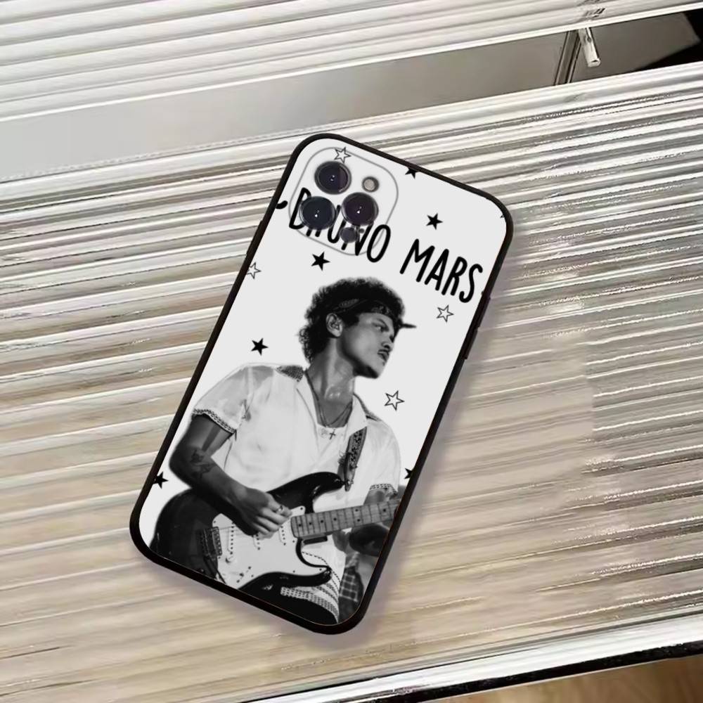 Singer Bruno M-Mars Phone Case For iPhone 17,16,15,14,13,12,11 Plus,Pro Max,XS,Soft Black Cover