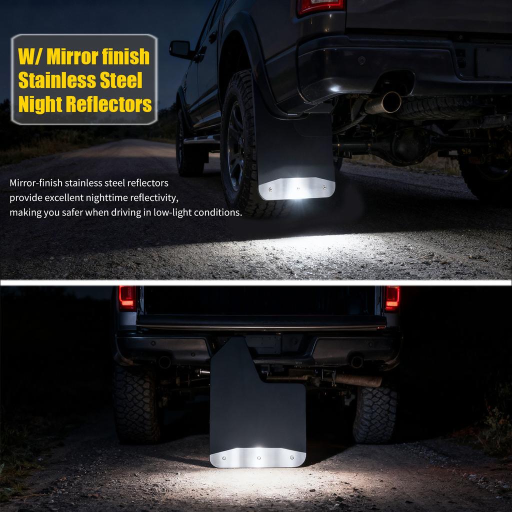 2 SZT. Uniwersalne chlapacze rajdowe Płyta ze stali nierdzewnej Odblaski nocne RV Przyczepa Ciężarówka Pickup Osłony przeciwbłotne Błotniki Błotnik