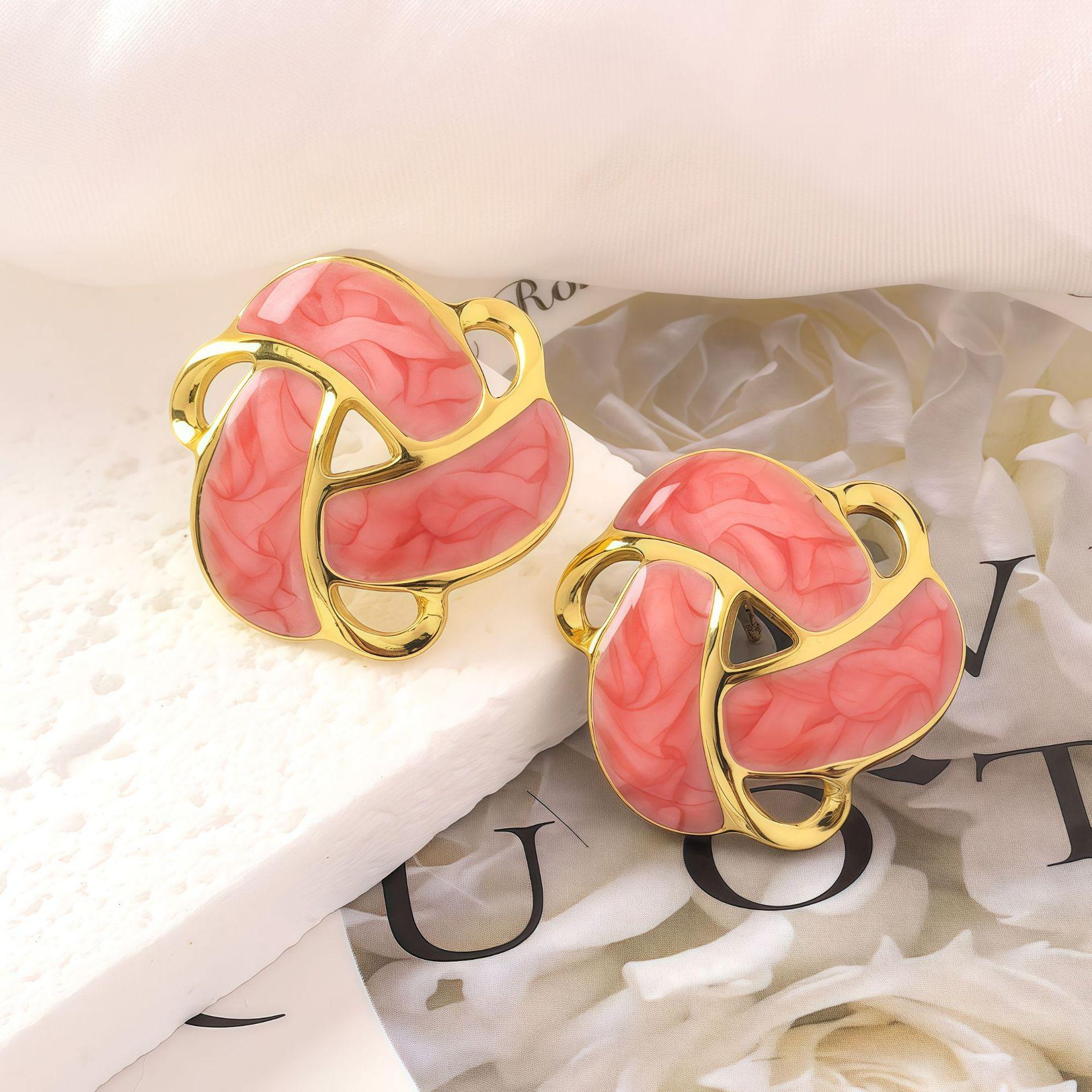 Ретро разноцветные круглые серьги-гвоздики с эмалью из нержавеющей стали