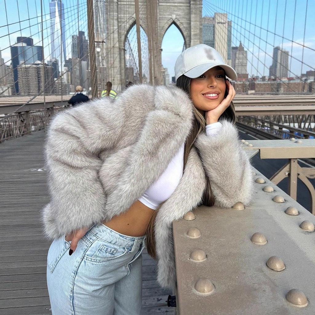 Autumn and Winter Women's Fur Loose Lapel Long-sleeved Jacket Women's Coat