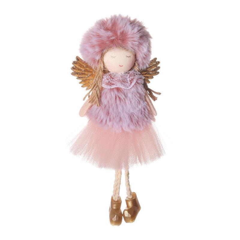 1Pcs Merry Christmas Decor Pink Plush Angel Girls Doll Xmas Tree Hanging Pendants For Home Kids Navidada Gifts Favor