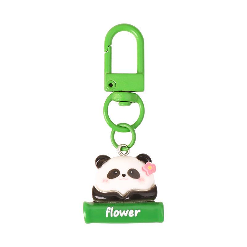 Cute Cartoon Panda Resin Keychain Pendant - Fresh Metal Backpack Ornament Accessories