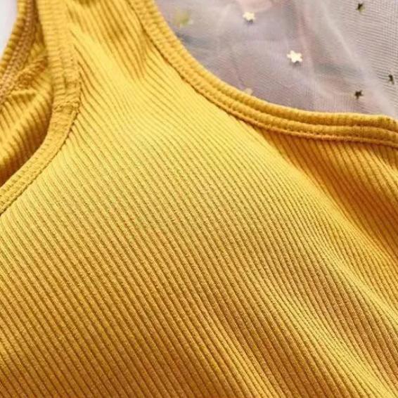 Sujetador Chaleco de una pieza Camiseta sin mangas para mujer Top Tirante pequeño con almohadilla de sujetador Soporte trasero Sujetador