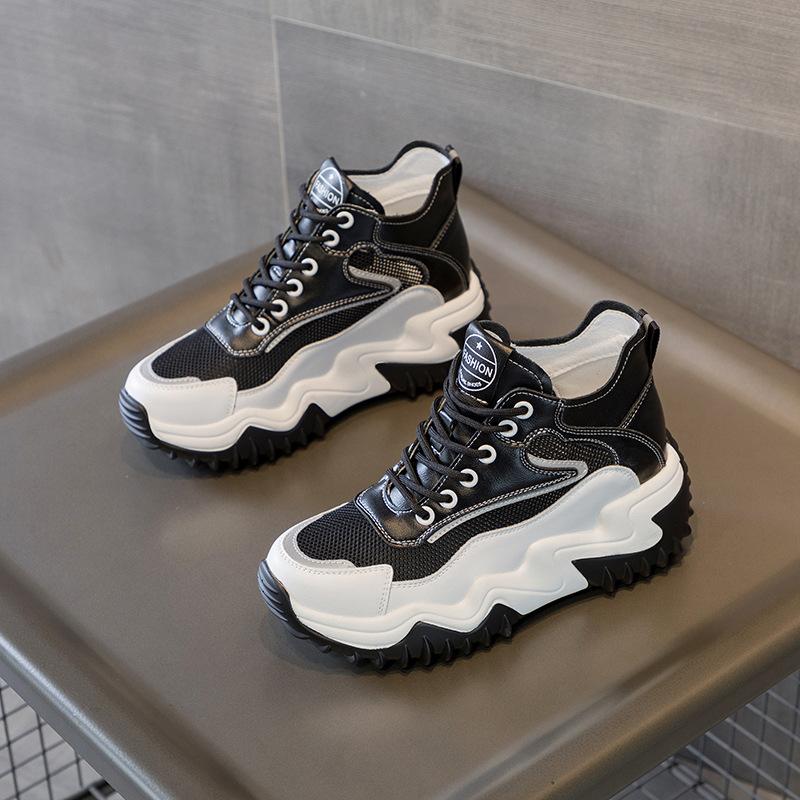 Trend autumn new thick-soled inner height-increasing women's shoes casual sports breathable versatile mesh shoes