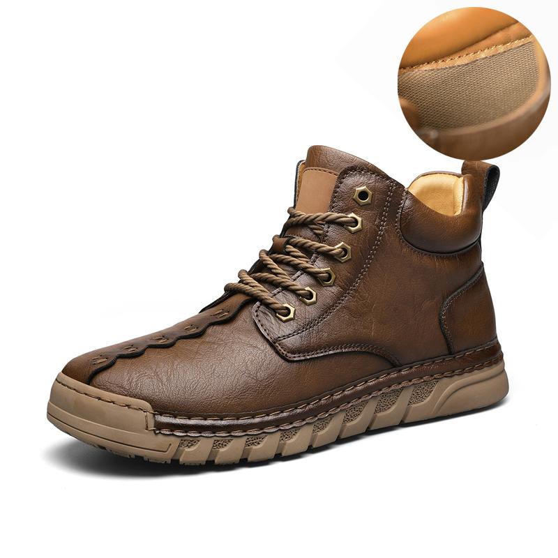 Мужские ботинки ручной работы Удобные ботильоны для мужчин Повседневная обувь Мокасины Мужские зимние ботинки 39 коричневый 3890₽