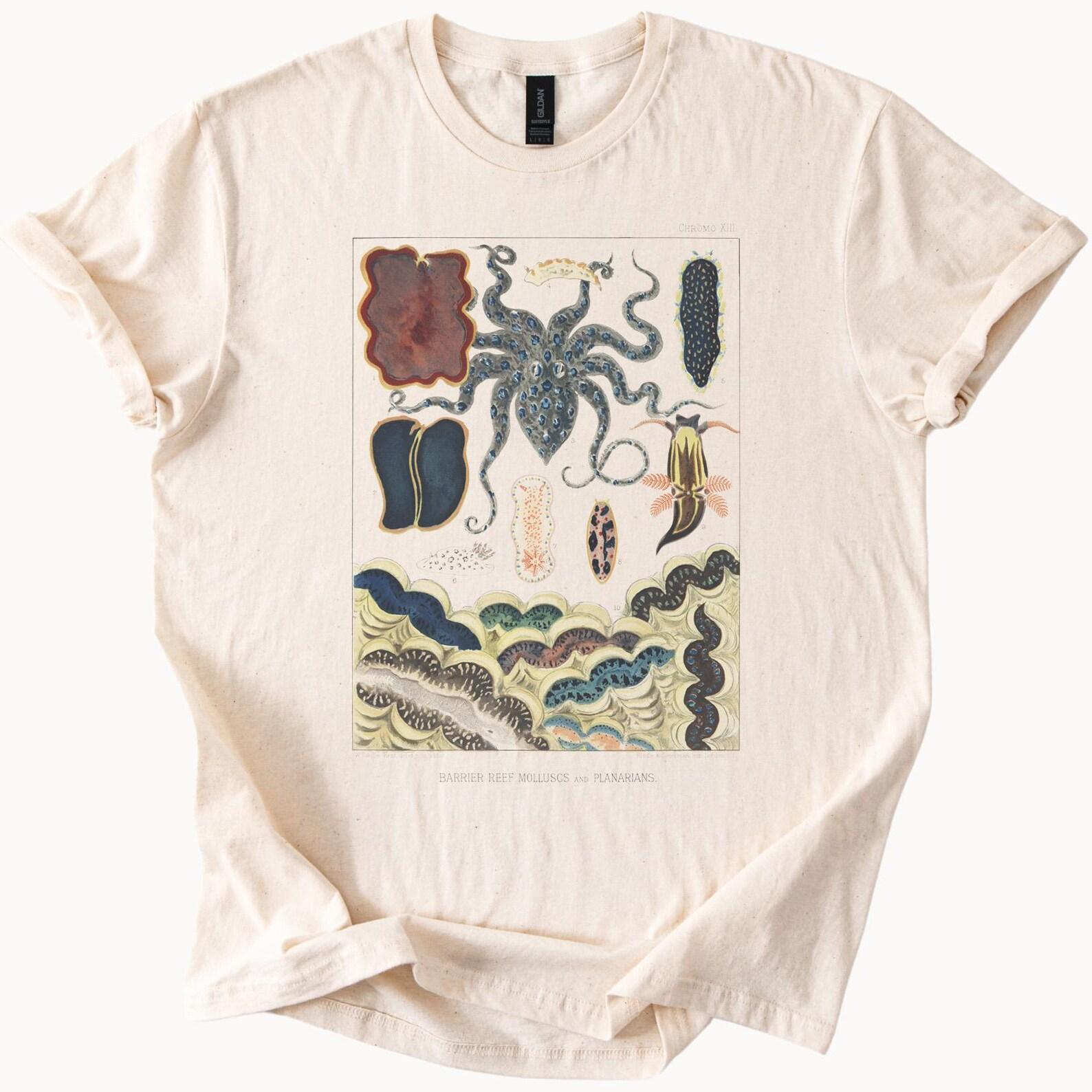 octopus sea creatures coral reef mollusks planarians marine biology art tshirt ocean graphic shirt scuba diver nature lovers gift 100