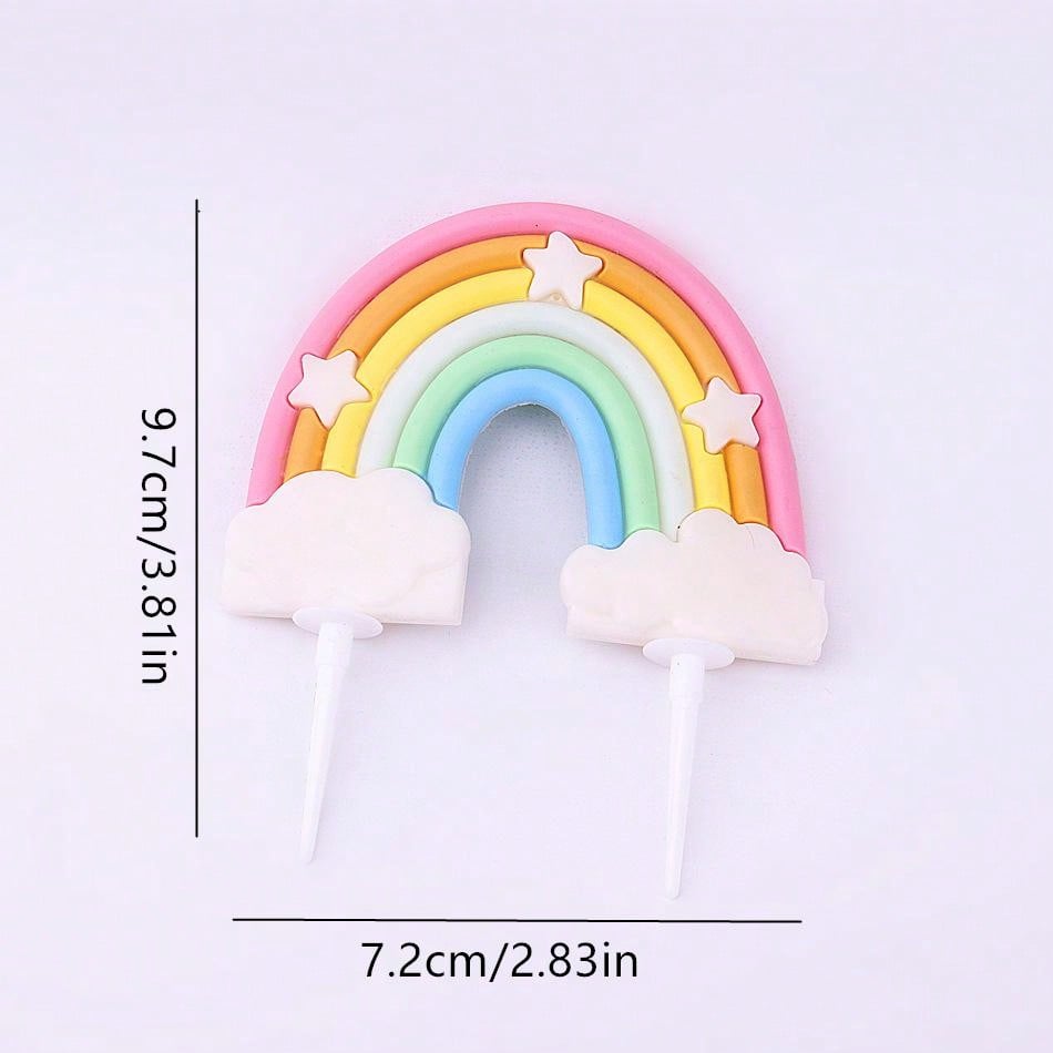 1pc Rainbow Birthday Cake Topper Decoration Lovely Star Rainbow Cloud Happy Birthday Party Cake Topper Decor