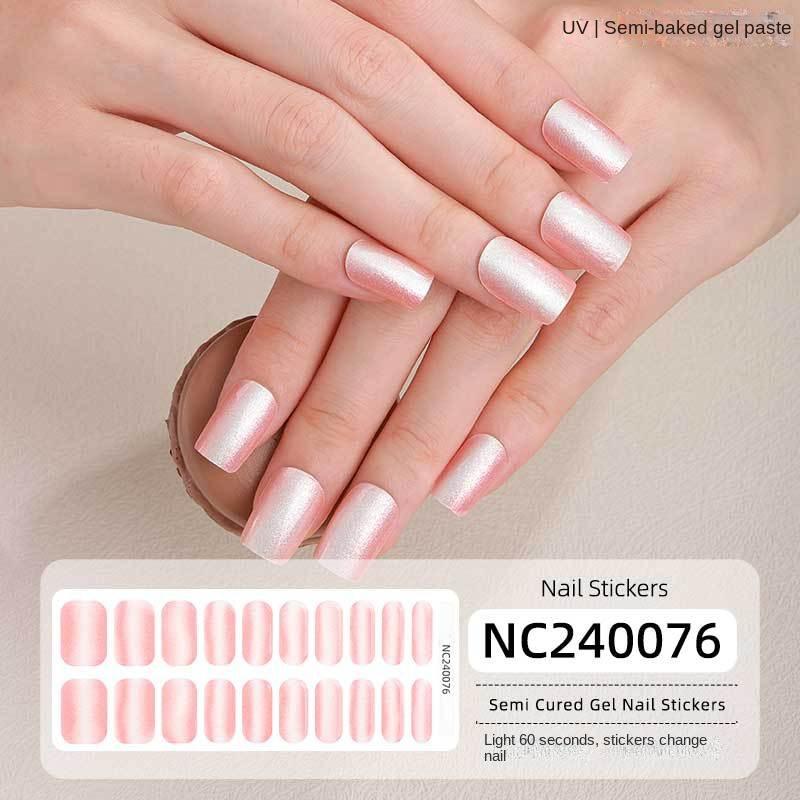 Semi-cured Gel Nail Stickers Gradient Rainbow French Gel Nail Stickers Flash Cat Eye Gel Nail Stickers