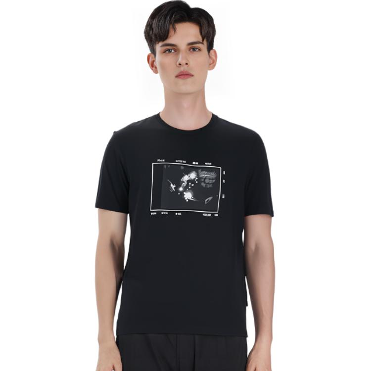 HUGO BOSS T-Shirts Men's Black Crew Neck Moderate Straight Fit 50485064-001