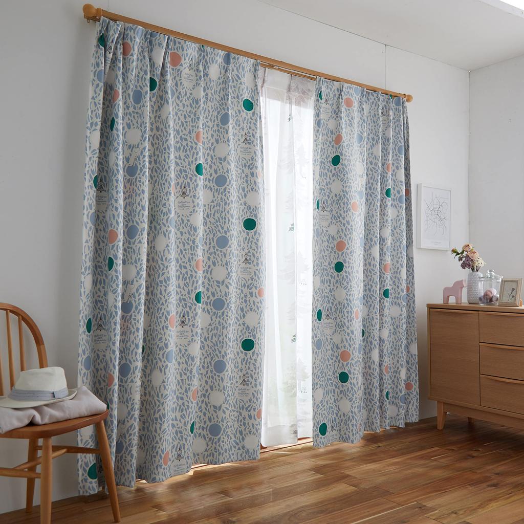 Suminoe MOOMIN Color Circle Curtain 1 100 x 178 Drape, Panel, cm, B, 323-75158