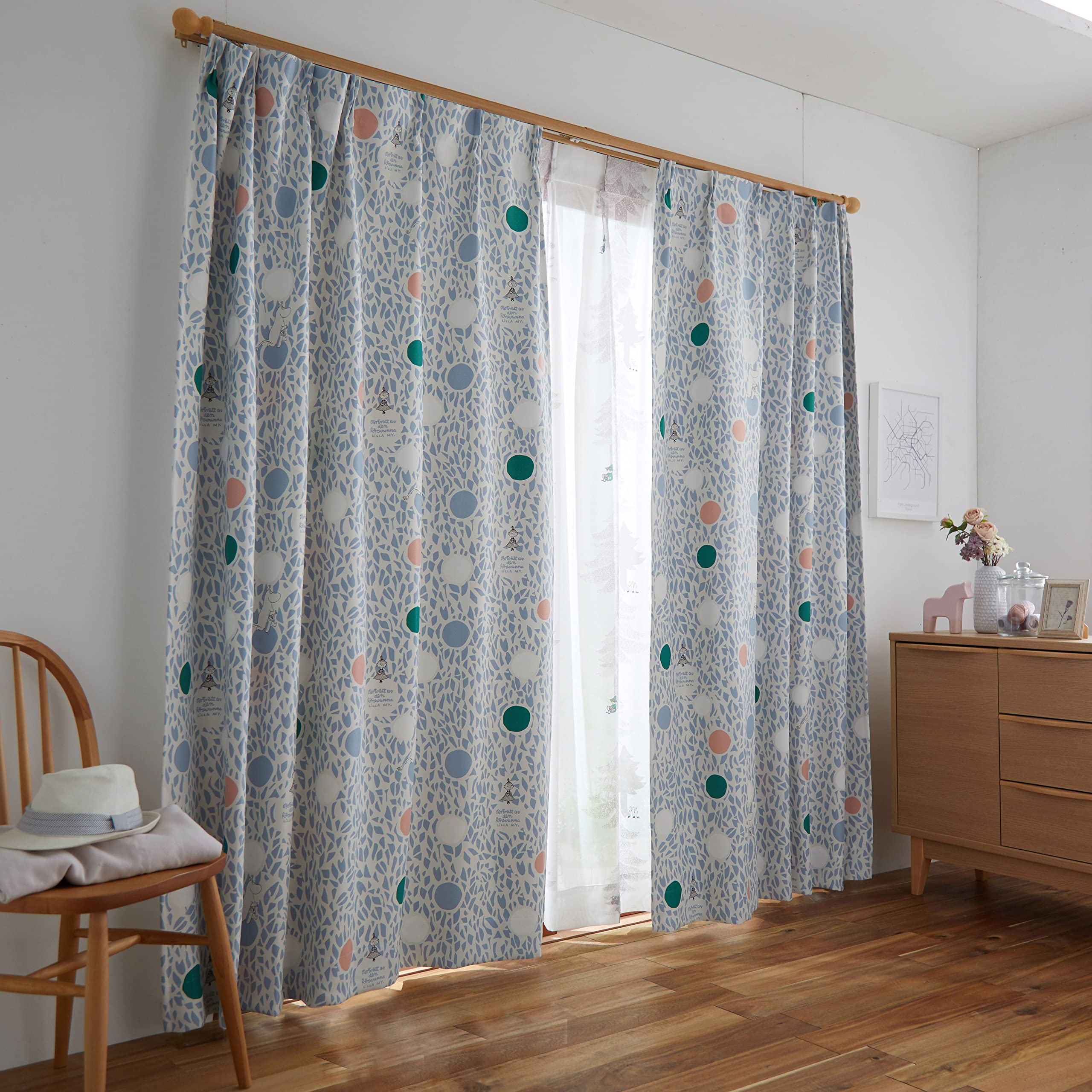 

Suminoe MOOMIN Цветной Круг Штора 1 100 x 178 Драпировка, Панель, см, B, 323-75158 синий