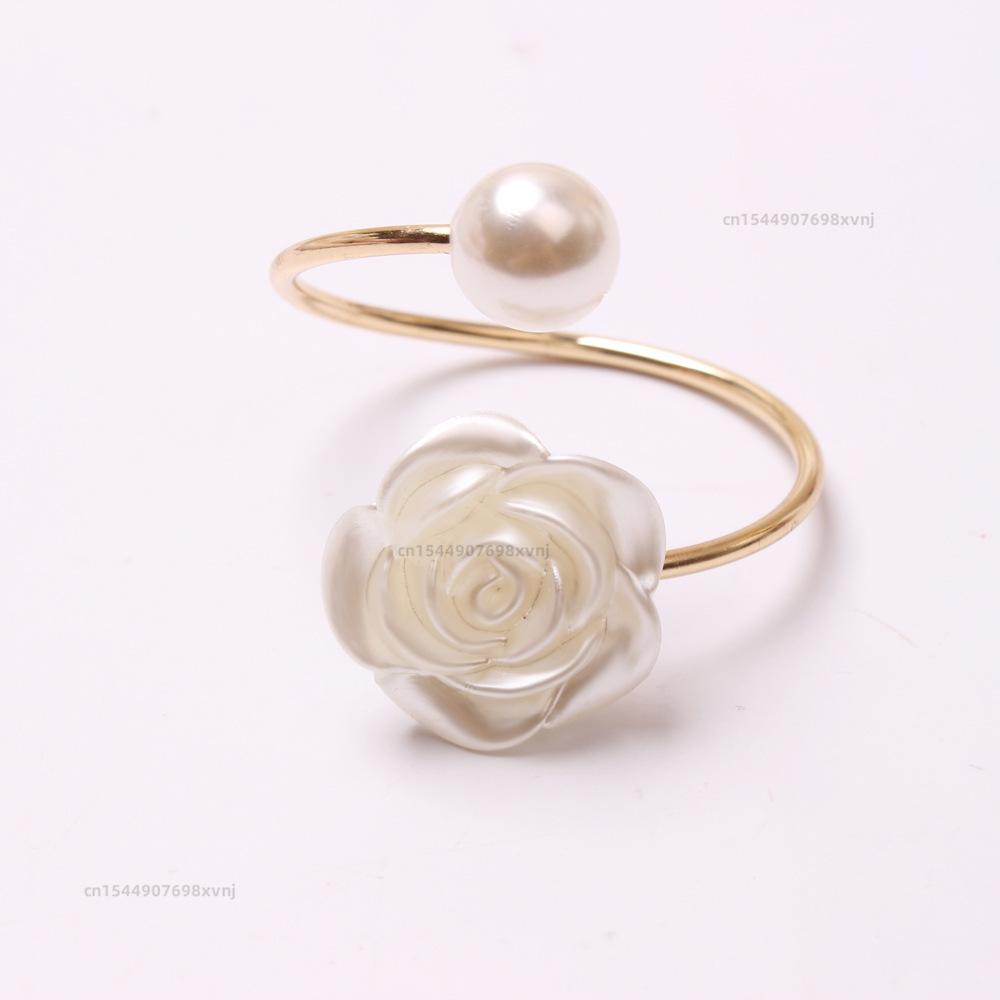 6Pcs Napkin Rings Buckle Imitation Pearl Rings For Dinner Parties Birthdays Weddings Family Gatherings Table Decor Napkin Holder