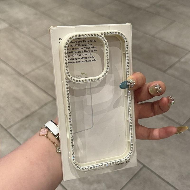 Luxury Transparent Diamond Jewelled Phone Case For iPhone 17 16 15 14 13 12 11 Pro Max Plus Air Glitter Bumper Back Cases Cover