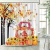 Fall Maple Leaves Shower Curtains Rustic Farm Truck Sunflower Pumpkin Squirrel Autumn Thanksgiving Bathroom Decor Set With Hooks