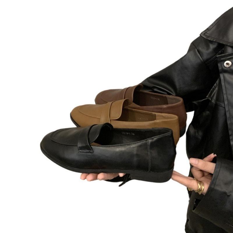 Soft Sole Version~ Internet Celebrity Versatile Fashion British Style Small Leather Shoes Women's Shoes 2025 Autumn Flat Bottom Brown Loafer Single