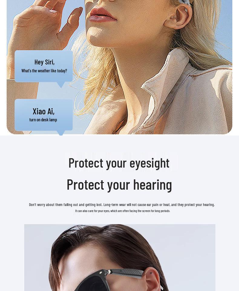 AI Bluetooth Translation Glasses: LC103-02 UV Color-Changing Lenses, Music & Call Functionality Sunglasses