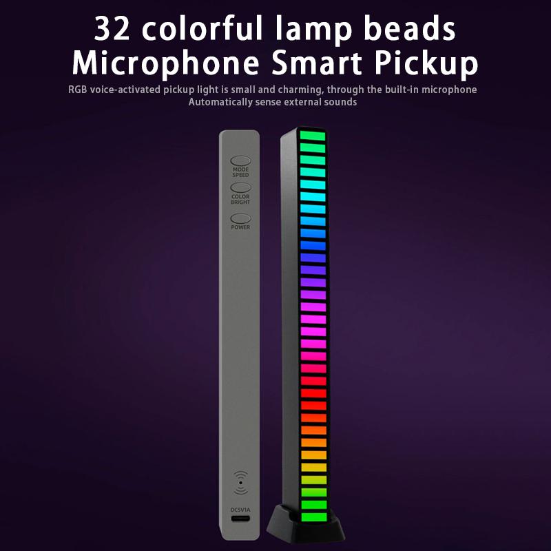 LED RGB Strip Light Music Sound Control Pickup Rhythm Ambient Lamp Atmosphere Night Lights For Bar Car Room TV Gaming Decoration