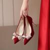 Wedding Shoes Women's Shoes Burgundy Xiuhe Wedding Dress Two Wear Not Tired Feet High Heels Wedding Shoes